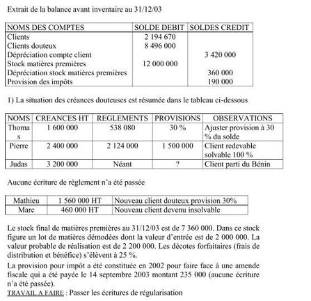 Exercice Comptabilité Générale