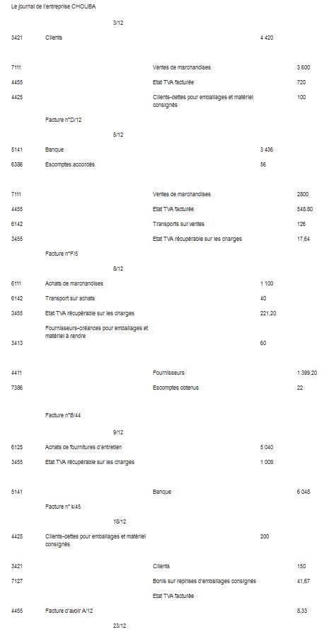 Exercice comptabilité générale