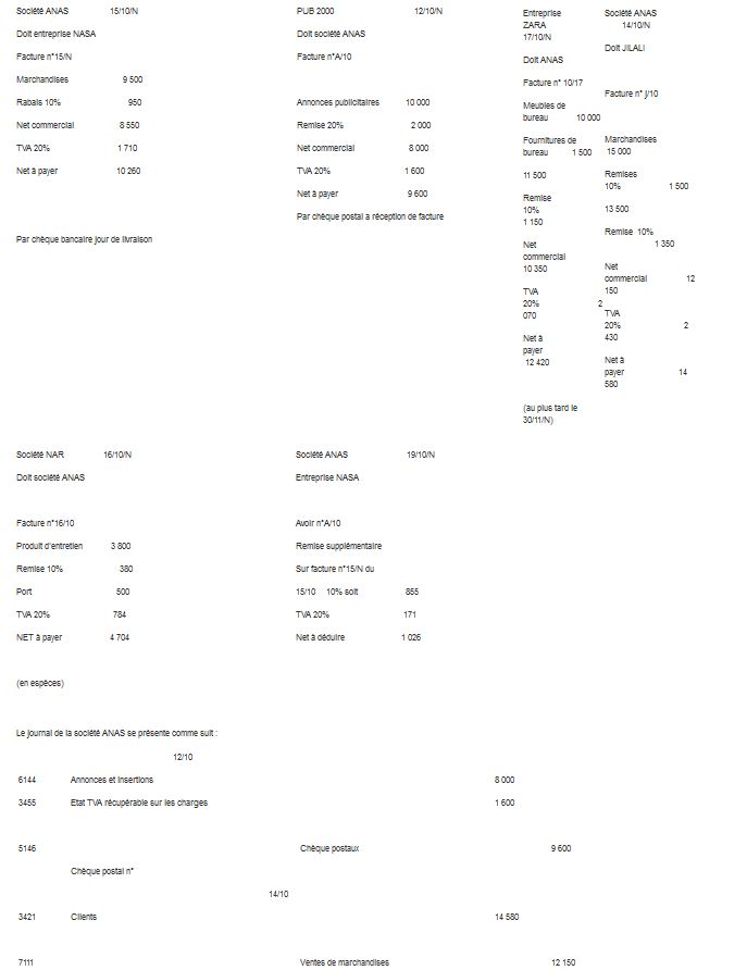 Exercices comptabilité